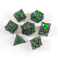 Set de dados de metal hueco elemental negro y verde