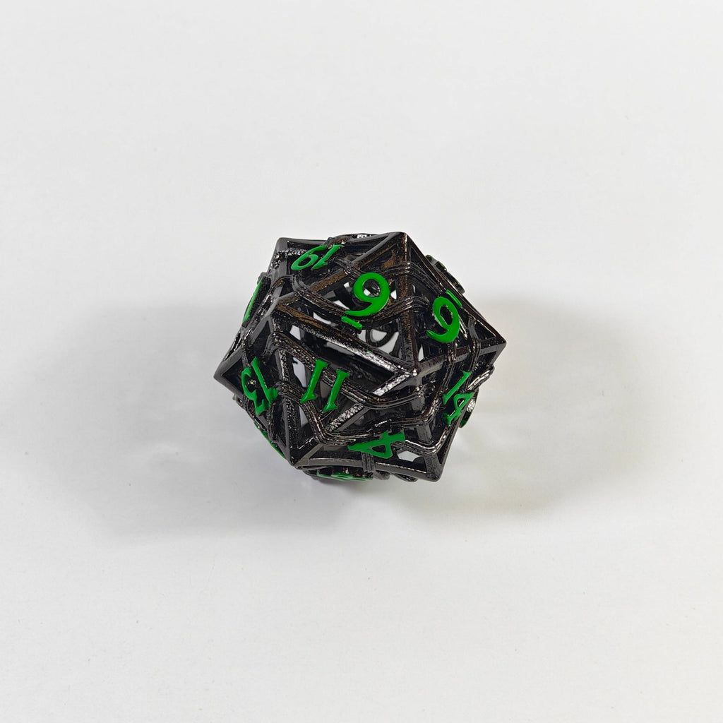 Set de dados de metal hueco elemental negro y verde