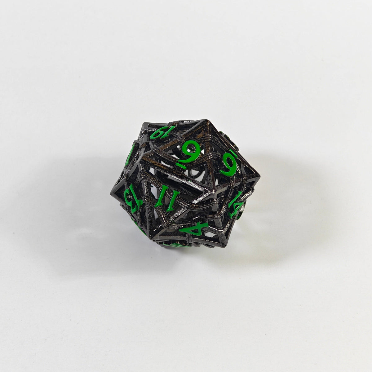 Black Green Elemental Hollow Metal Dice Set