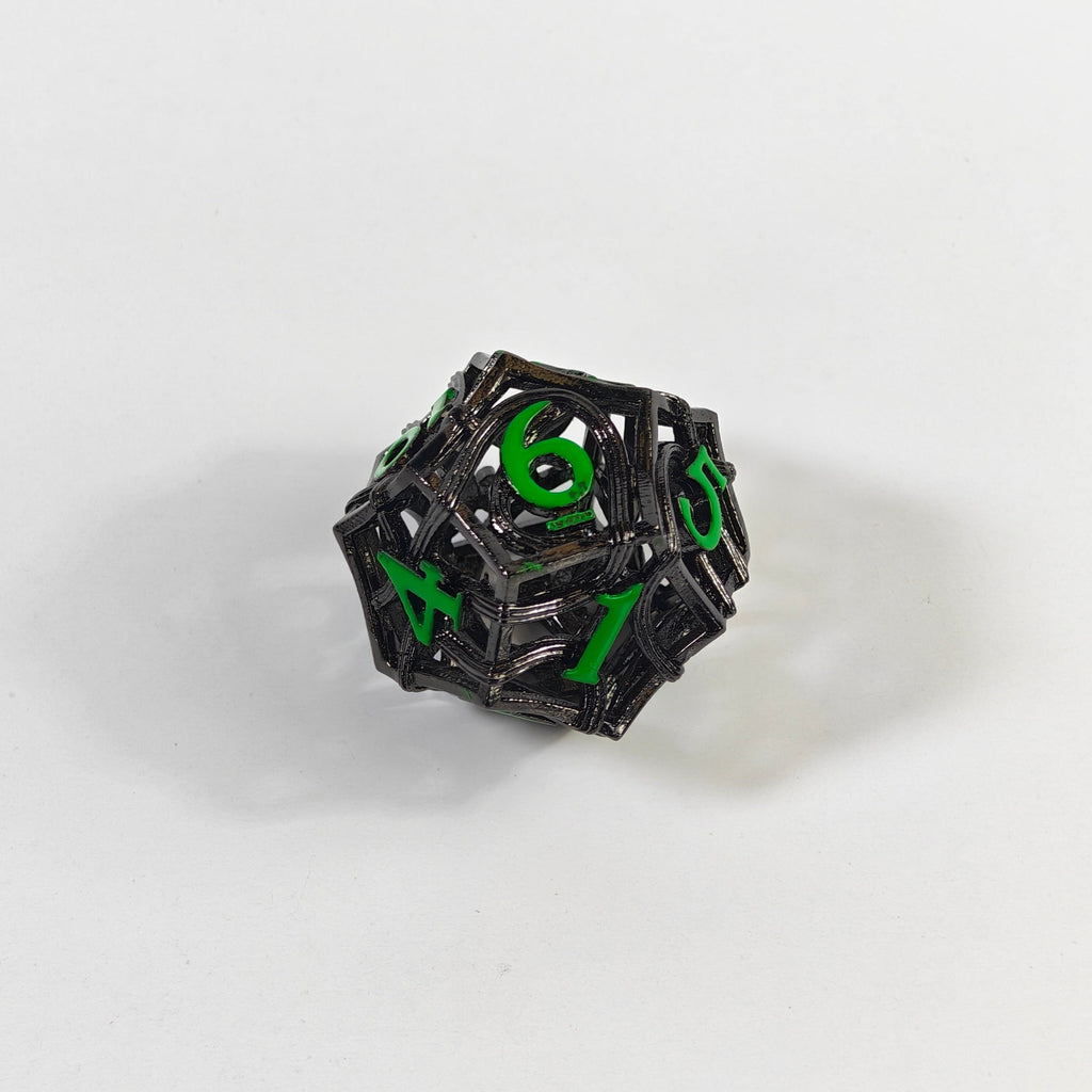 Set de dados de metal hueco elemental negro y verde