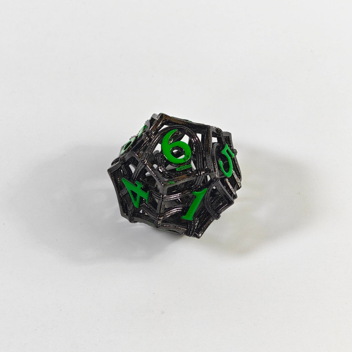 Black Green Elemental Hollow Metal Dice Set