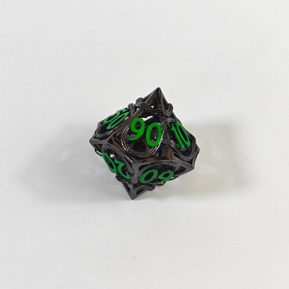 Black Green Elemental Hollow Metal Dice Set