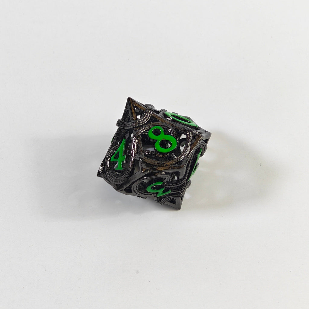 Set de dados de metal hueco elemental negro y verde