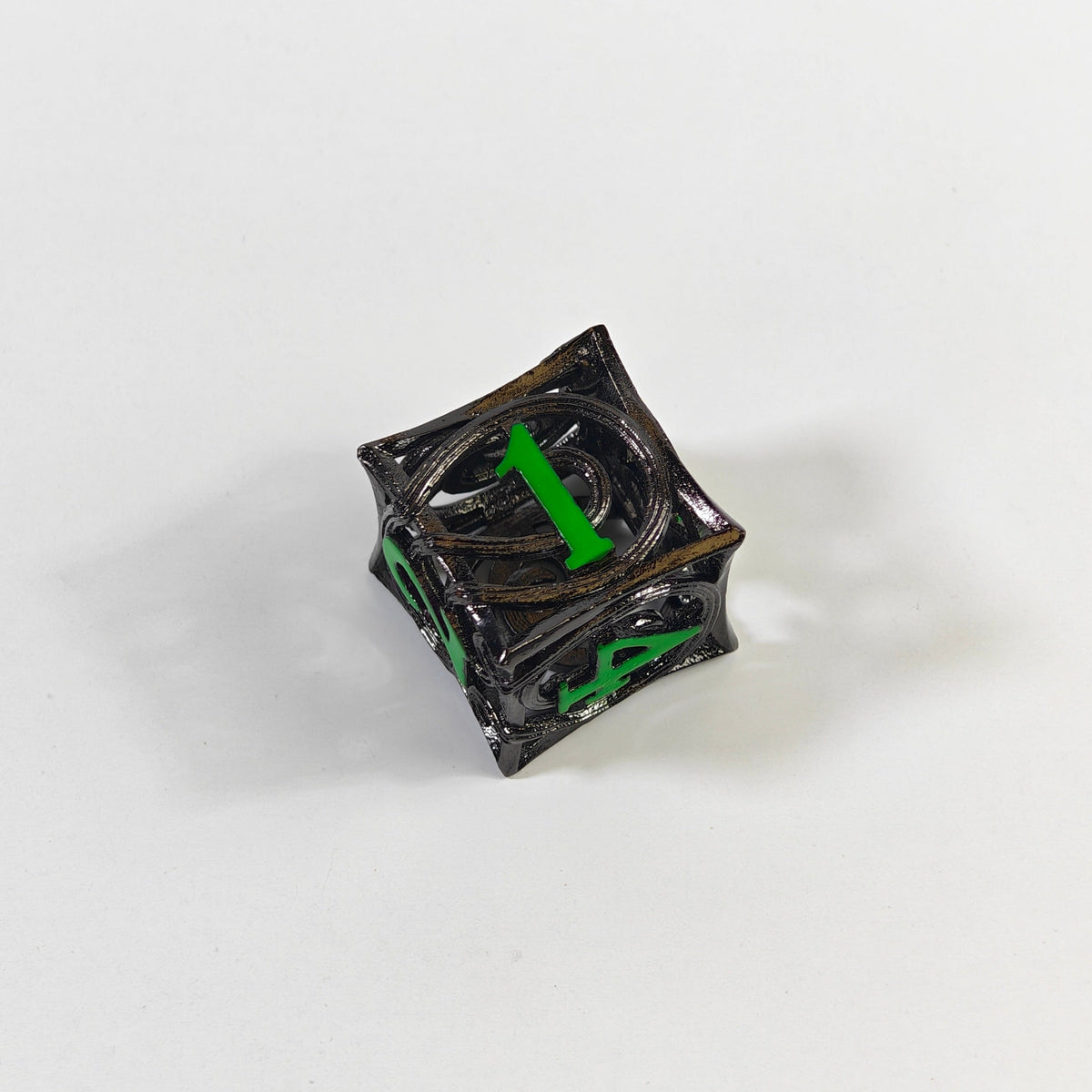 Set de dados de metal hueco elemental negro y verde