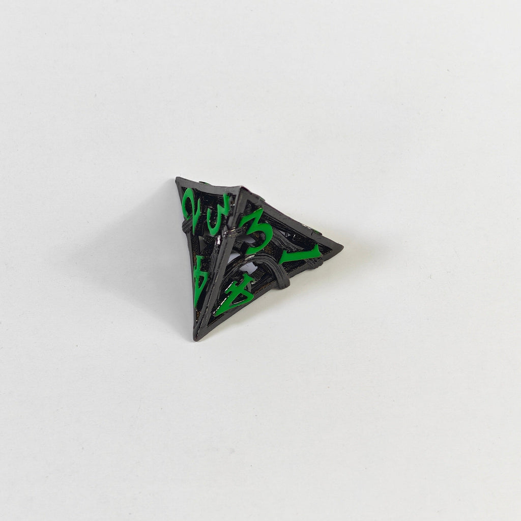 Set de dados de metal hueco elemental negro y verde