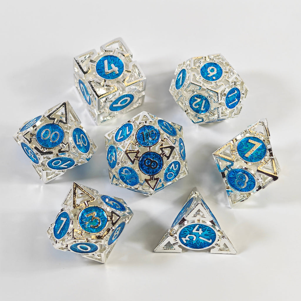 Silber-blaues Pfeil-Hohlmetallwürfel-Set