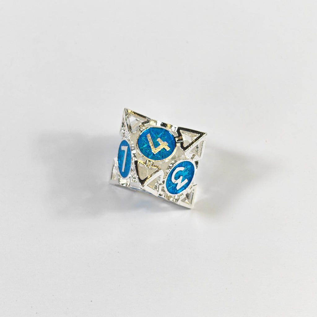 Silber-blaues Pfeil-Hohlmetallwürfel-Set
