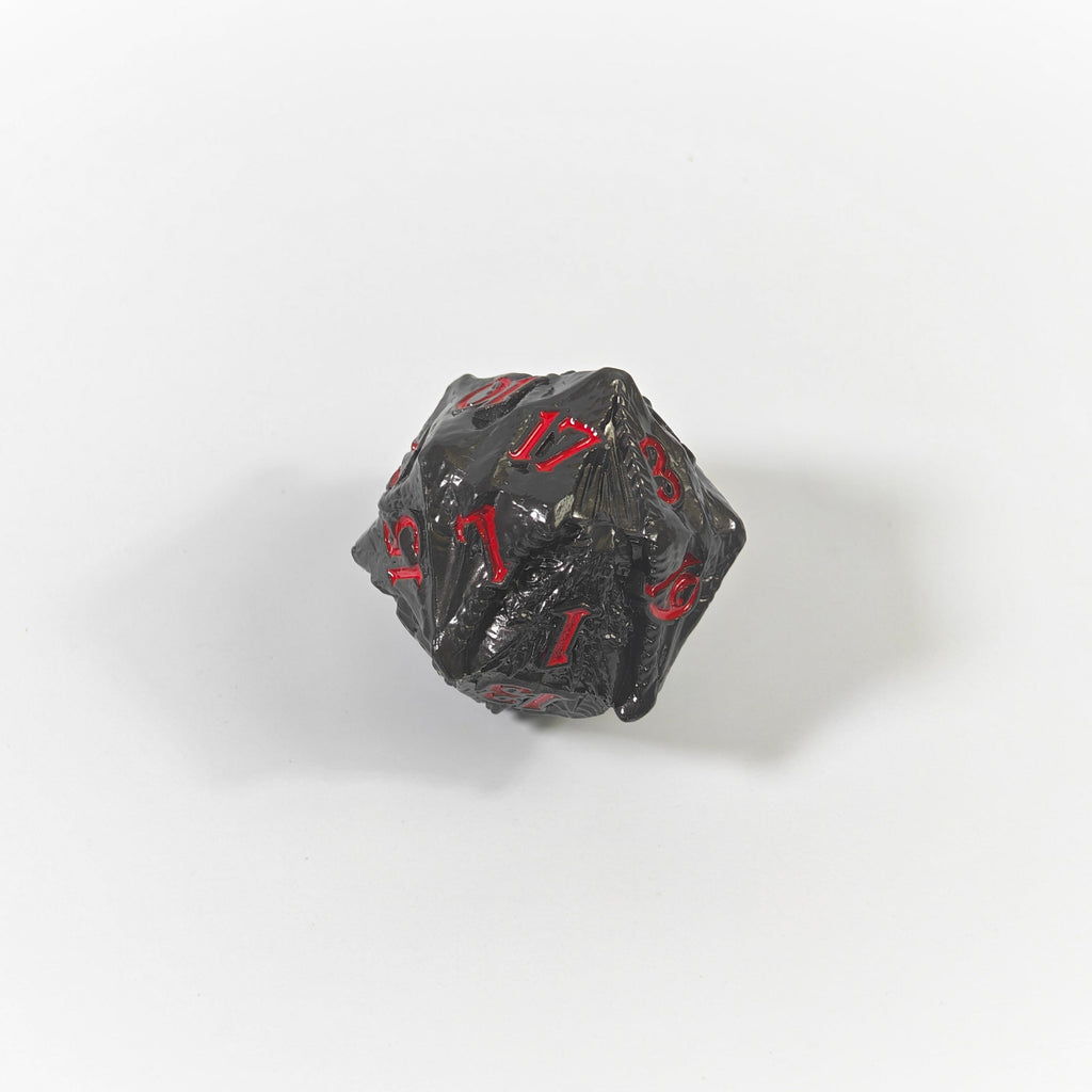 Tempeldrache Schwarzes massives Metallwürfel-Set
