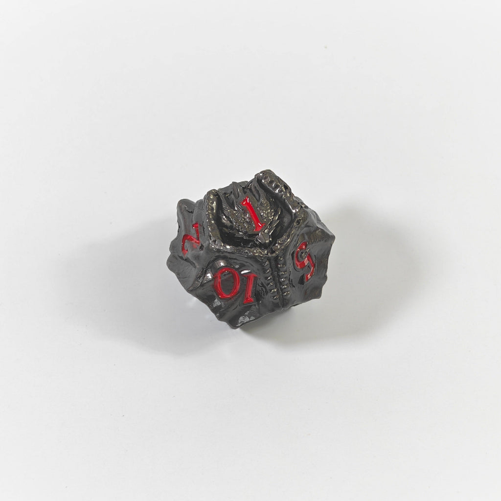 Tempeldrache Schwarzes massives Metallwürfel-Set