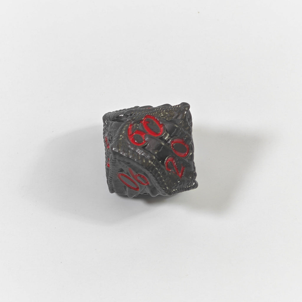 Tempeldrache Schwarzes massives Metallwürfel-Set
