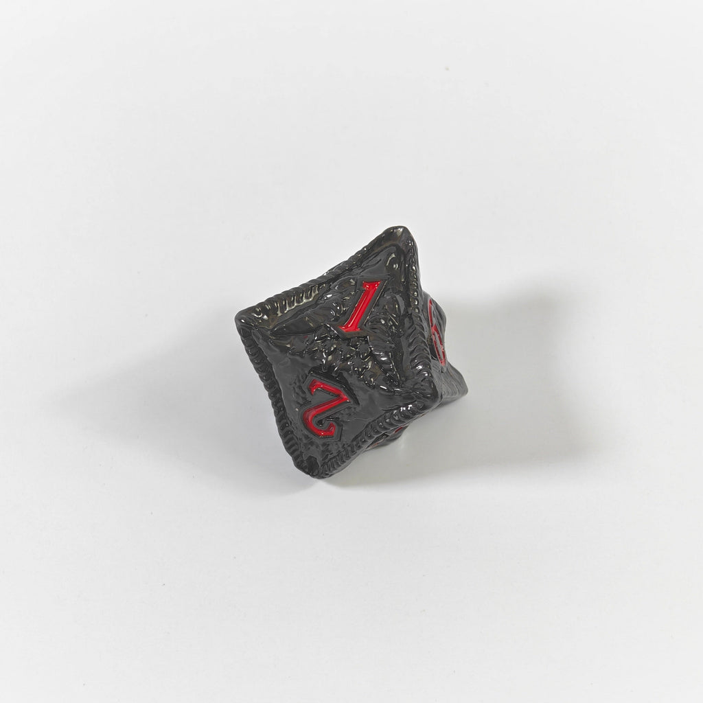 Tempeldrache Schwarzes massives Metallwürfel-Set