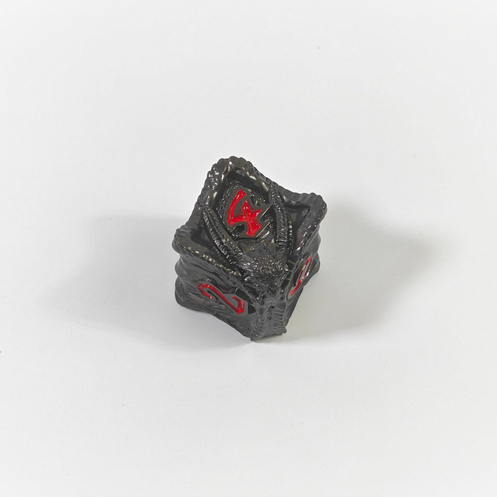 Tempeldrache Schwarzes massives Metallwürfel-Set