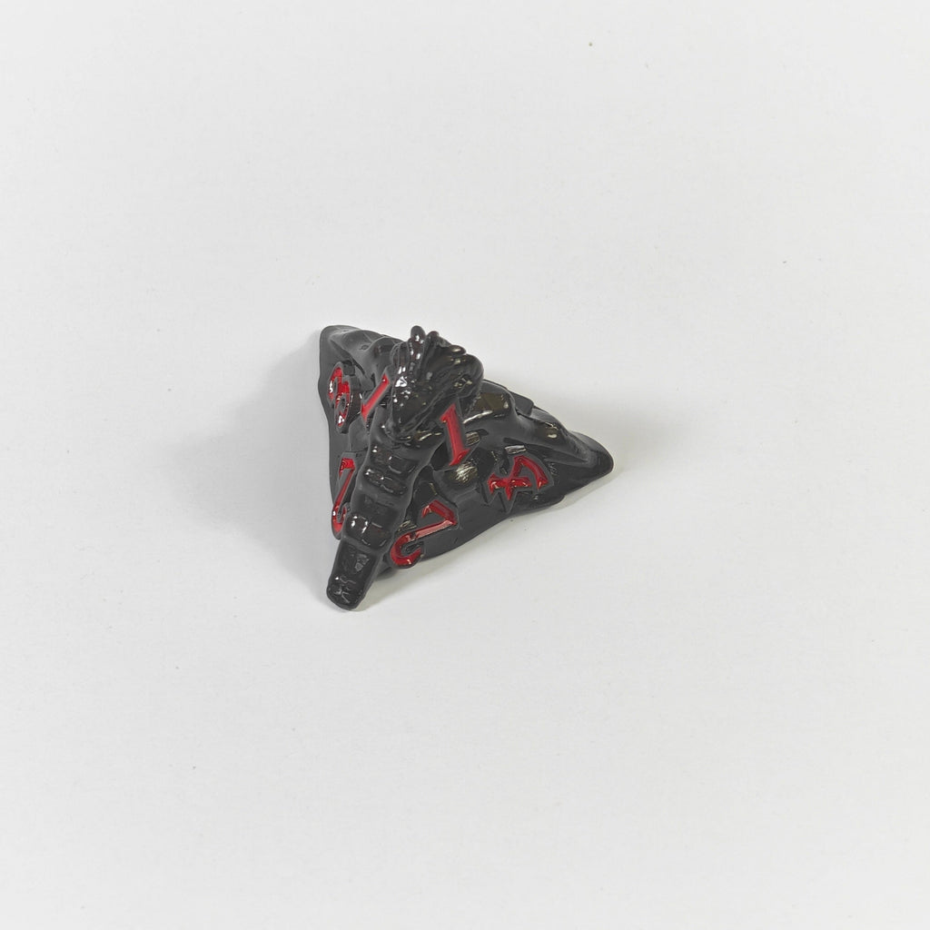 Tempeldrache Schwarzes massives Metallwürfel-Set