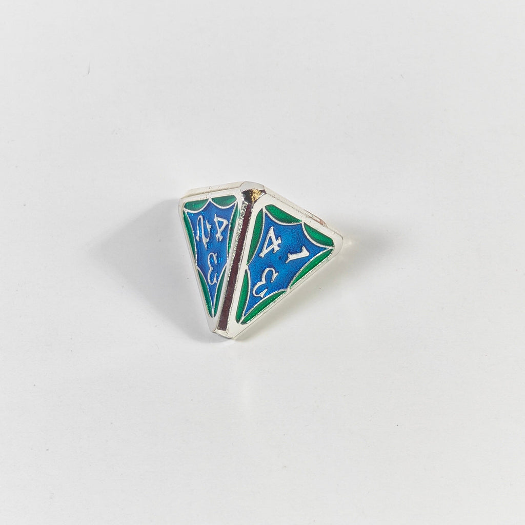 Jeu de dés en métal massif motif toile d'araignée bleu-vert