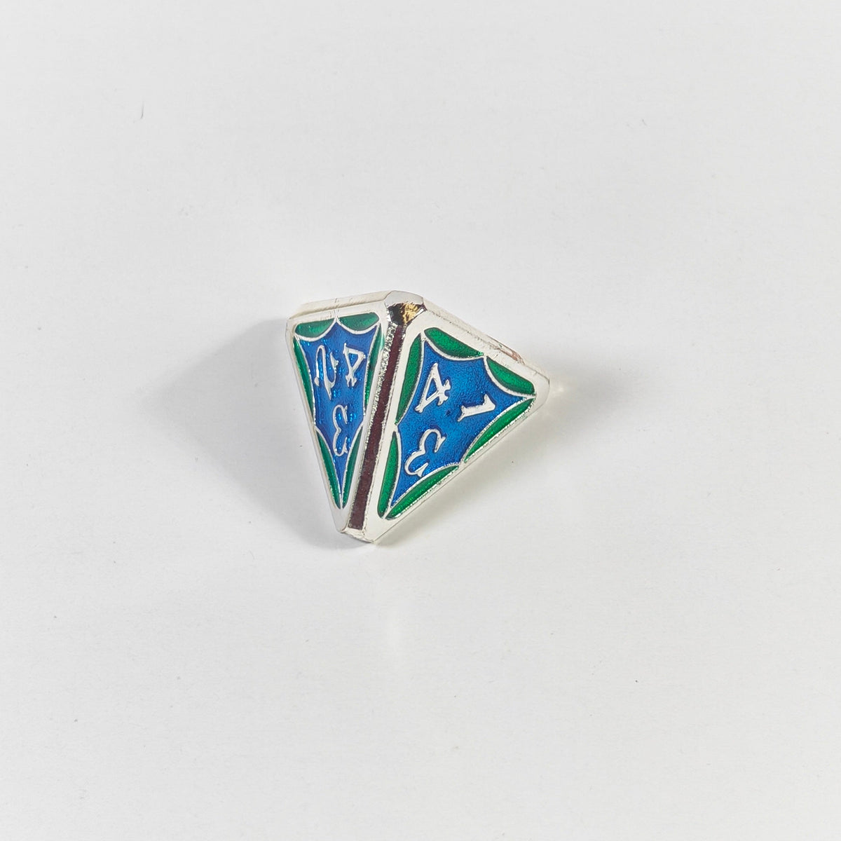 Jeu de dés en métal massif motif toile d'araignée bleu-vert