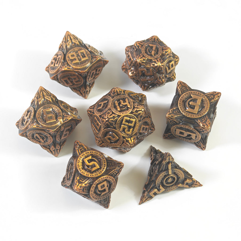 Jeu de dés en métal massif, style technologique, finition laiton