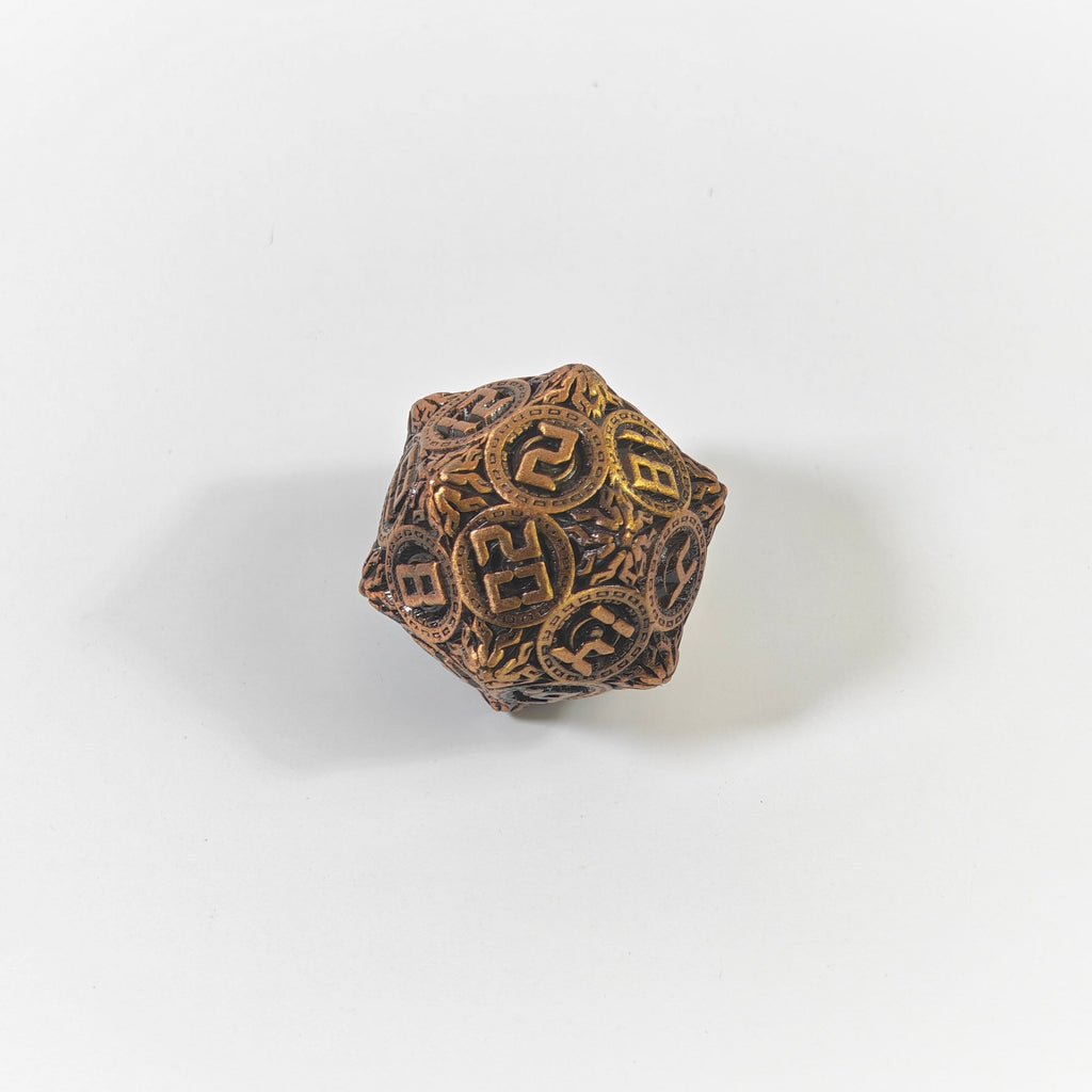 Jeu de dés en métal massif, style technologique, finition laiton