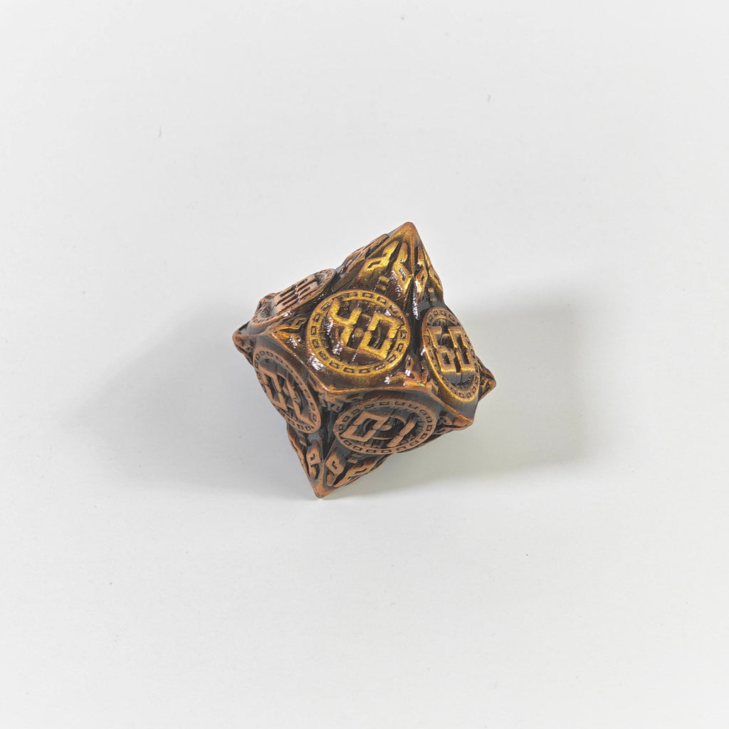 Jeu de dés en métal massif, style technologique, finition laiton
