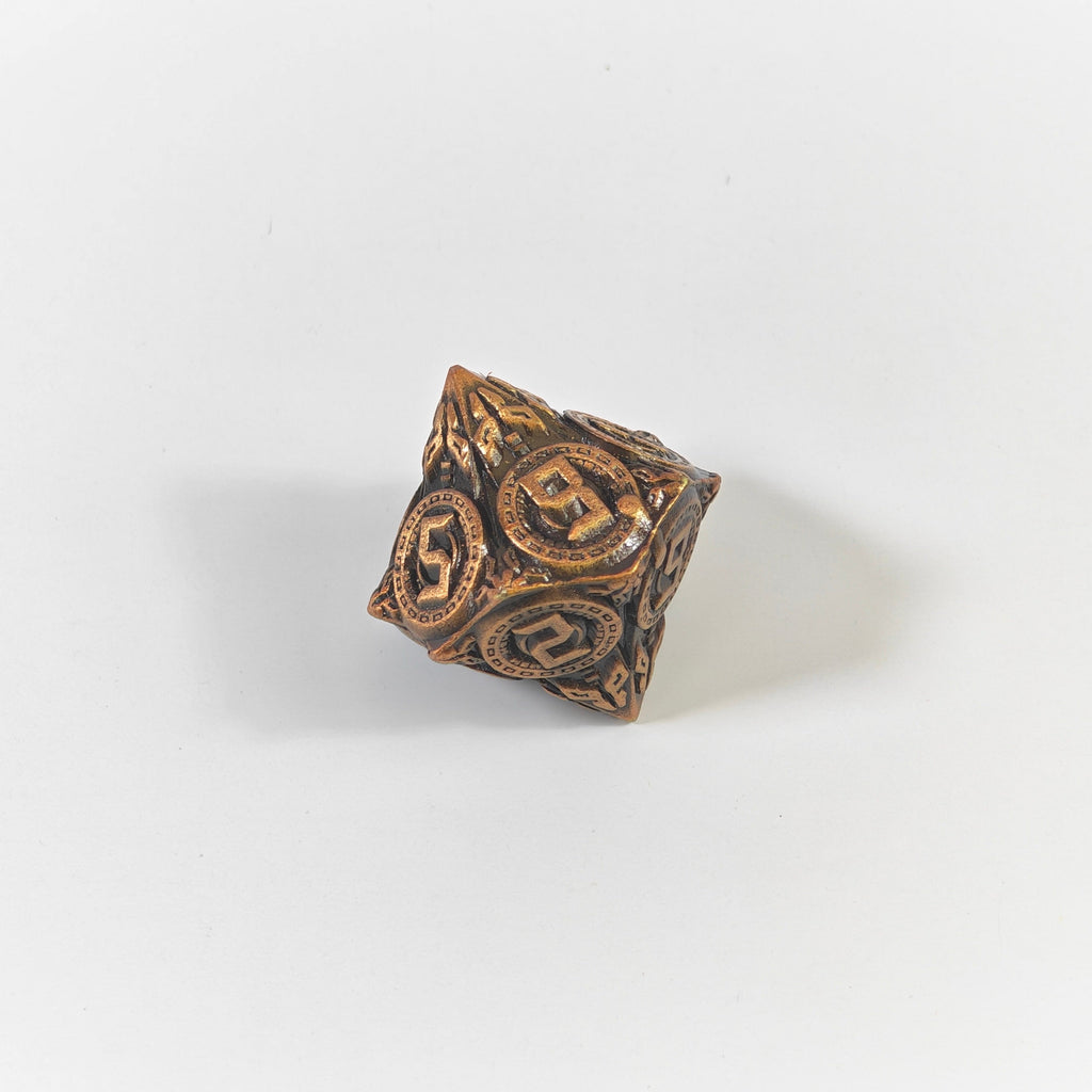 Jeu de dés en métal massif, style technologique, finition laiton