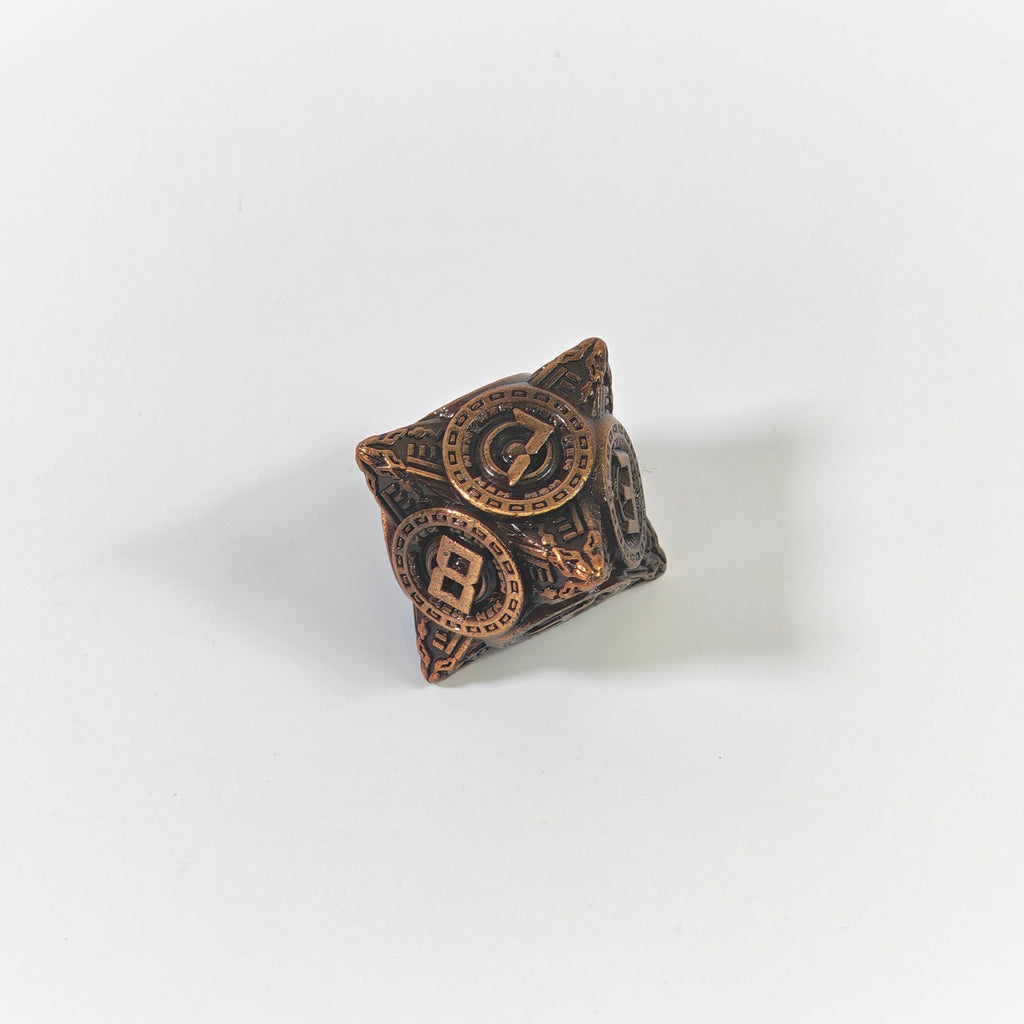 Jeu de dés en métal massif, style technologique, finition laiton