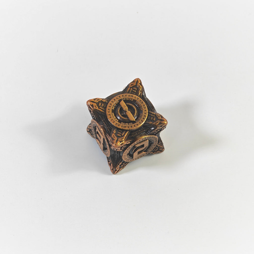 Jeu de dés en métal massif, style technologique, finition laiton
