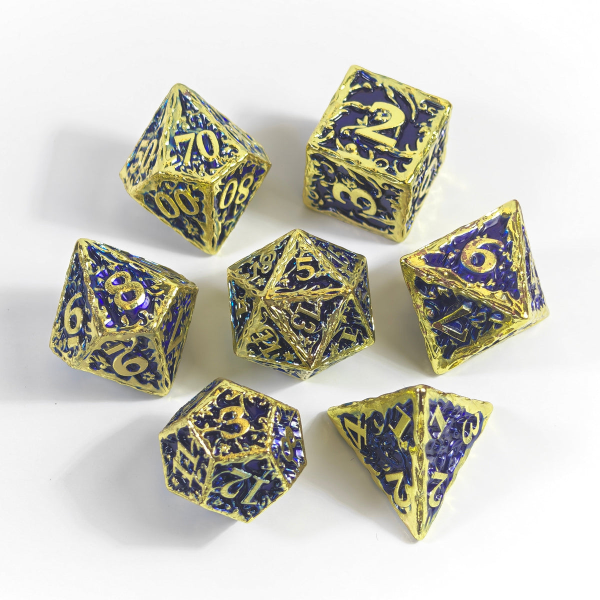 Blue Vine Solid Metal Dice Set