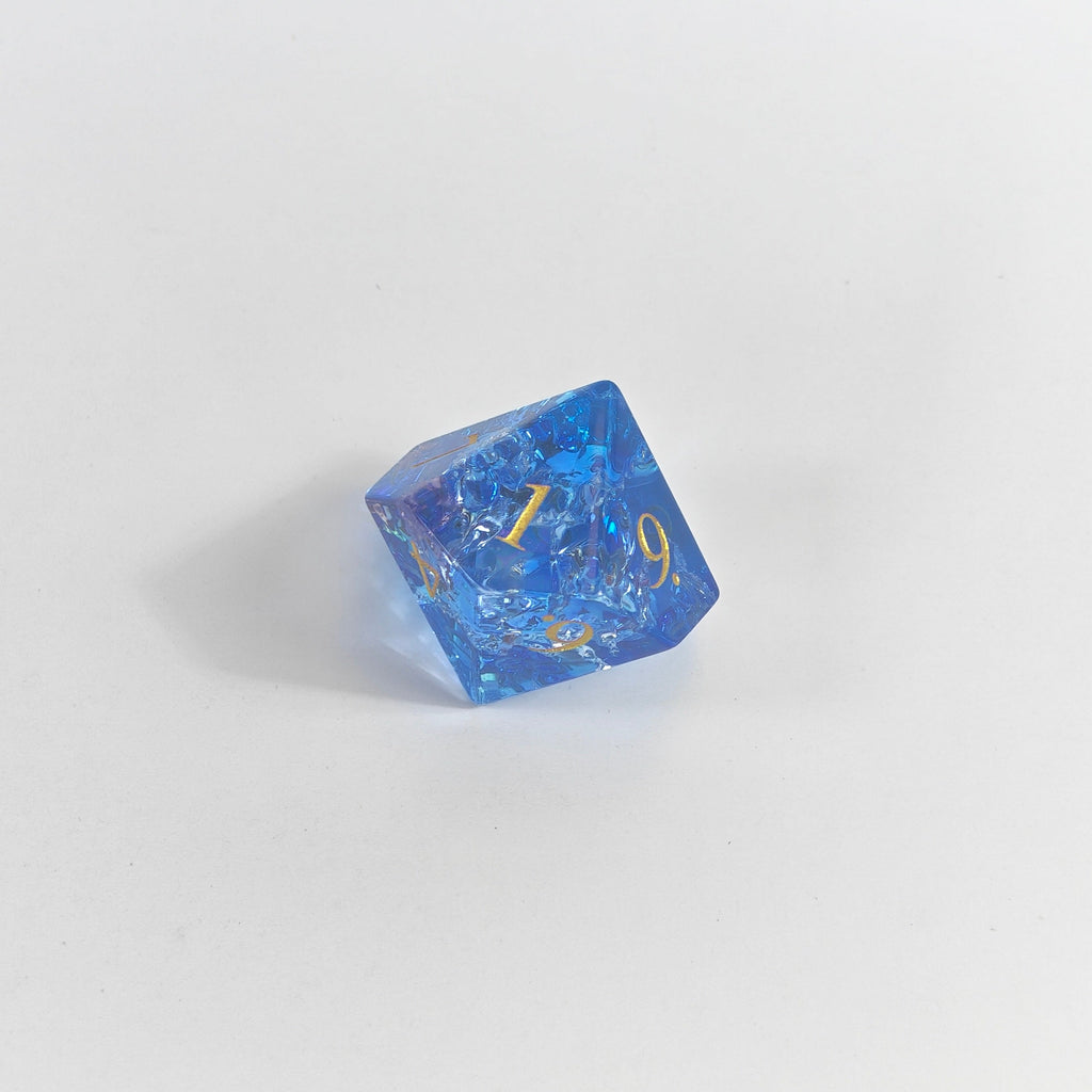 Blue Burst Glas-Würfelset