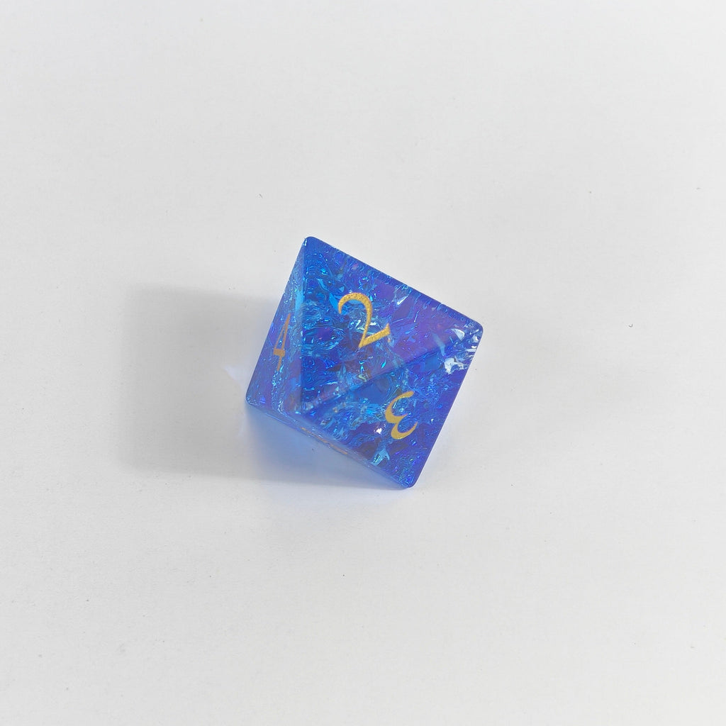 Blue Burst Glas-Würfelset