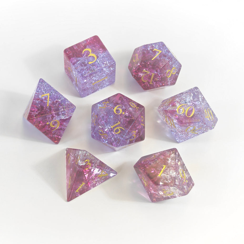 Pink Burst Glas-Würfelset