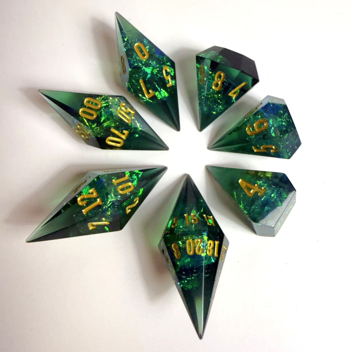 Green Life Gem Resin Dice Set