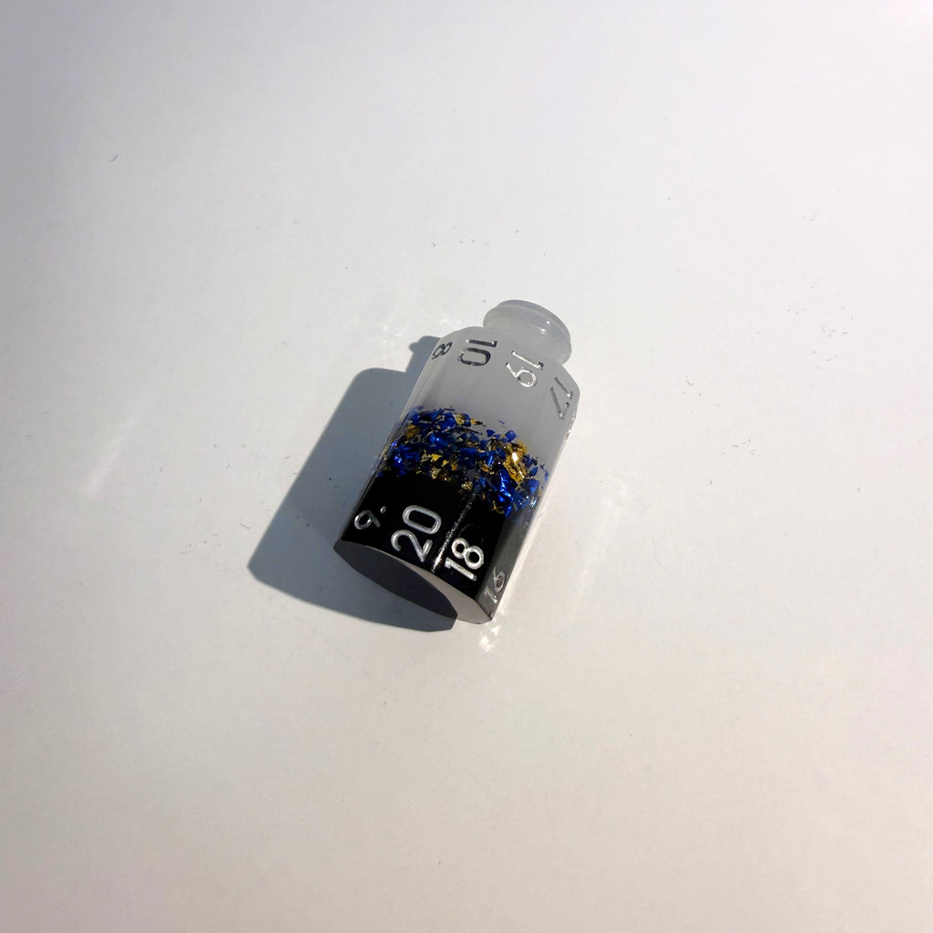 Black White Blue Bottles Resin Dice Set