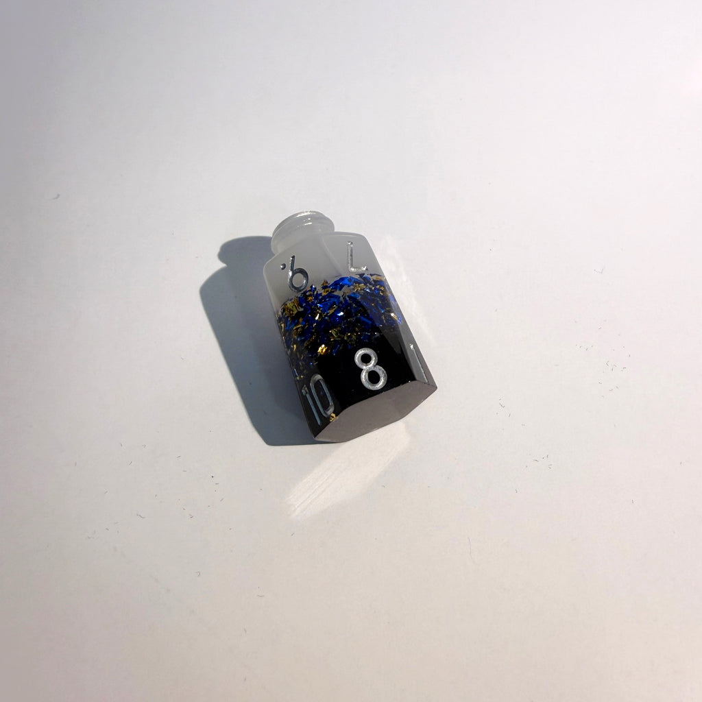 Black White Blue Bottles Resin Dice Set
