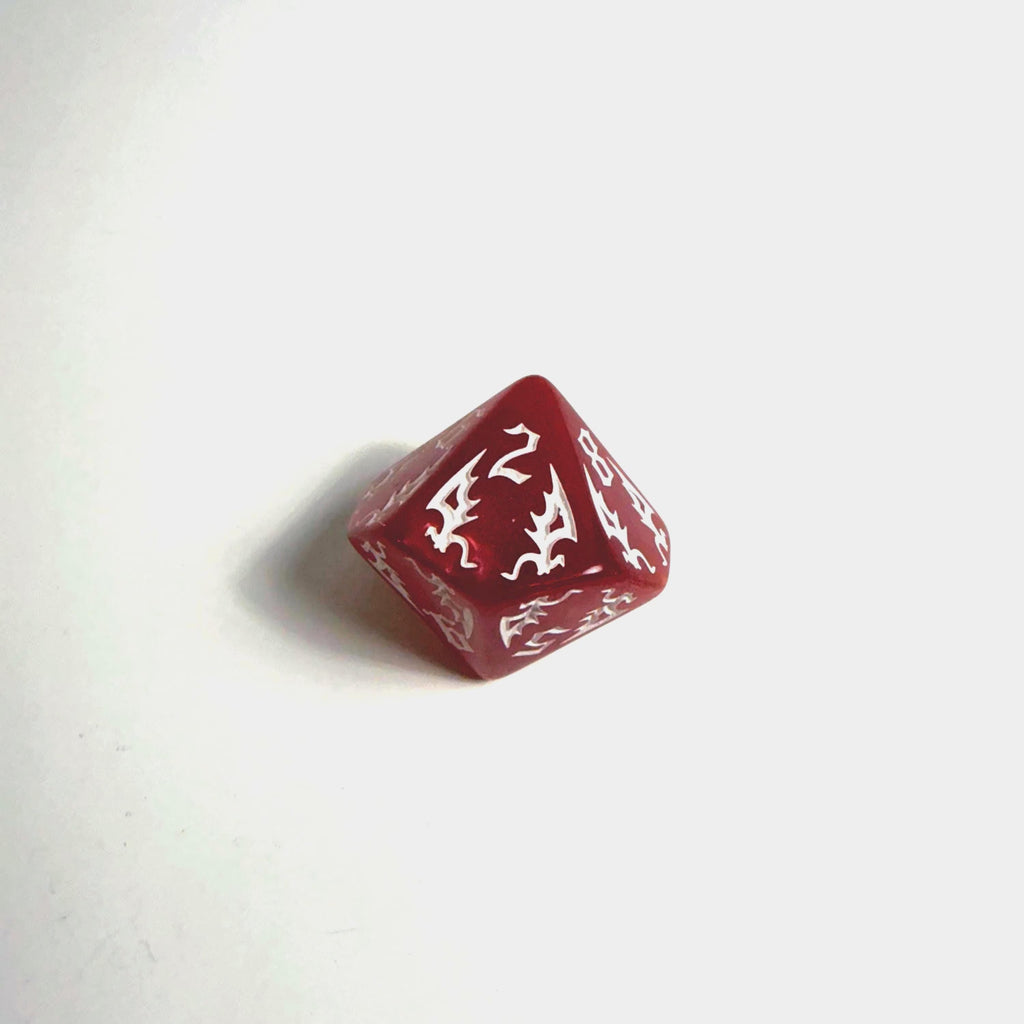 Acryl-Würfelset „Roter Drache“