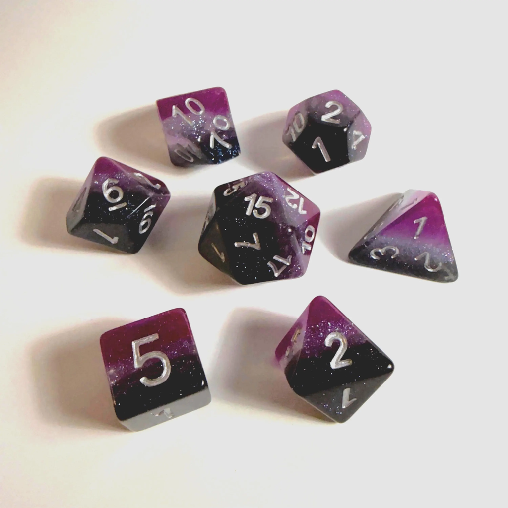 Set de dados acrílicos de la bandera del orgullo asexual