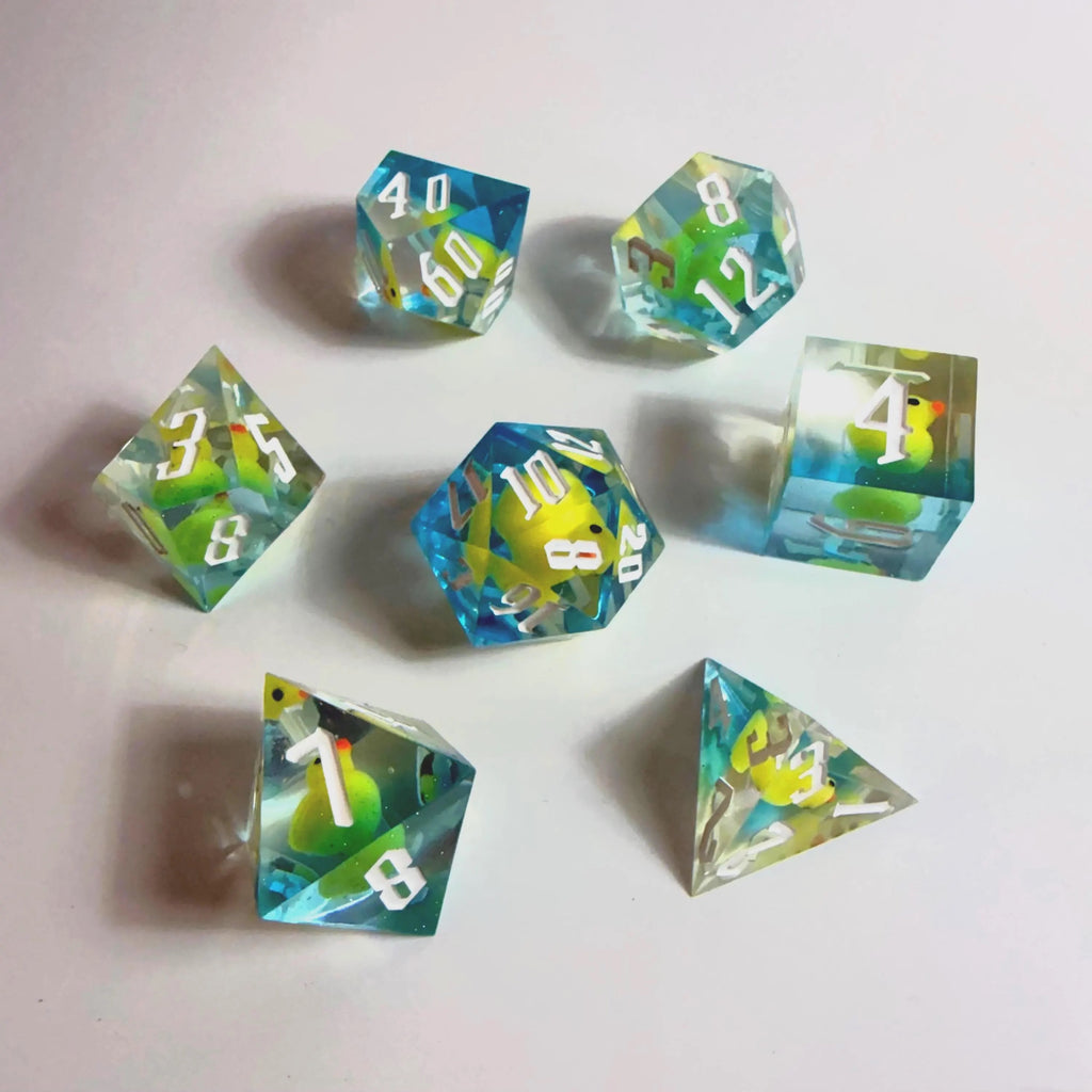 Blue Water Duck Handmade Resin Dice Set