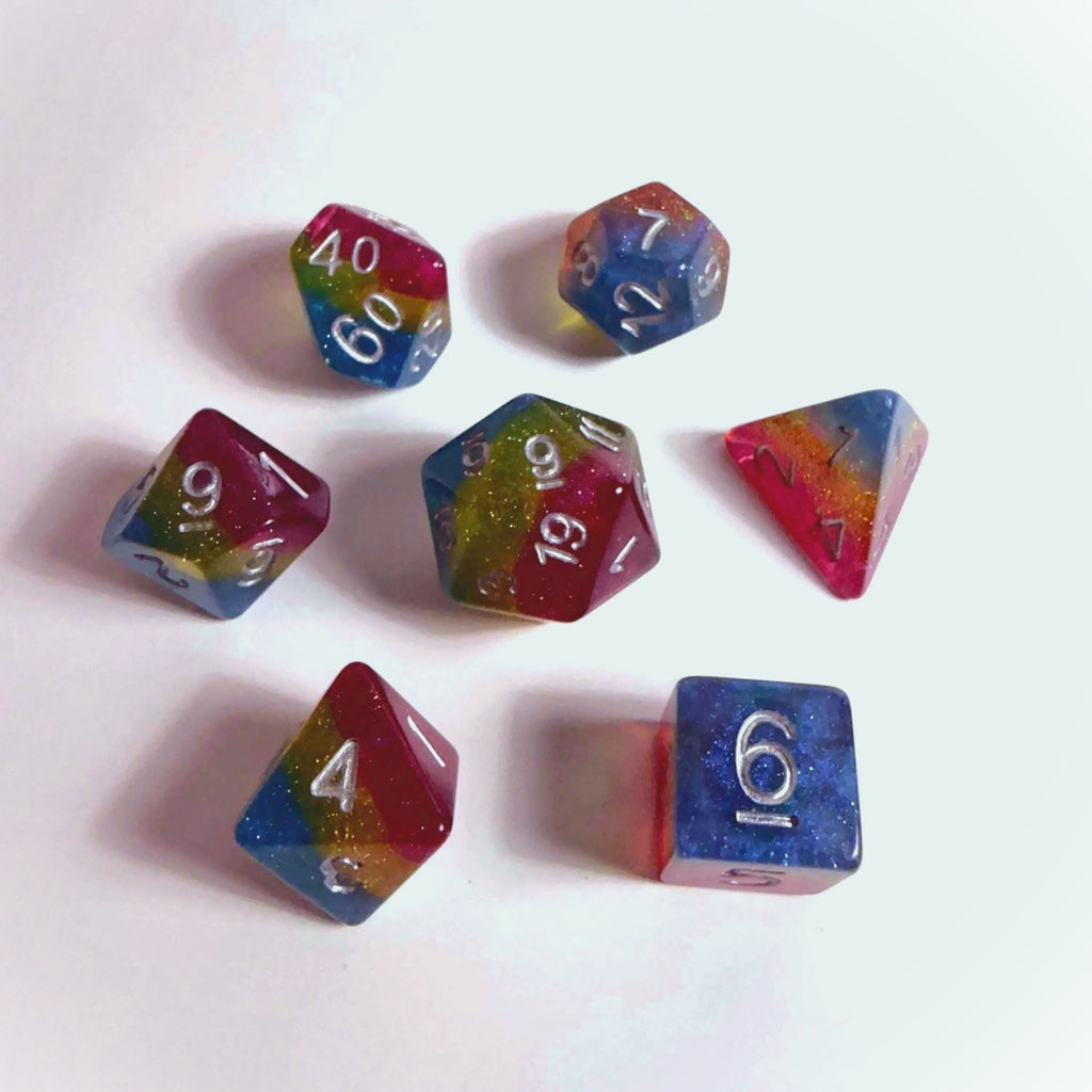 Set de dados de acrílico con la bandera del orgullo pansexual