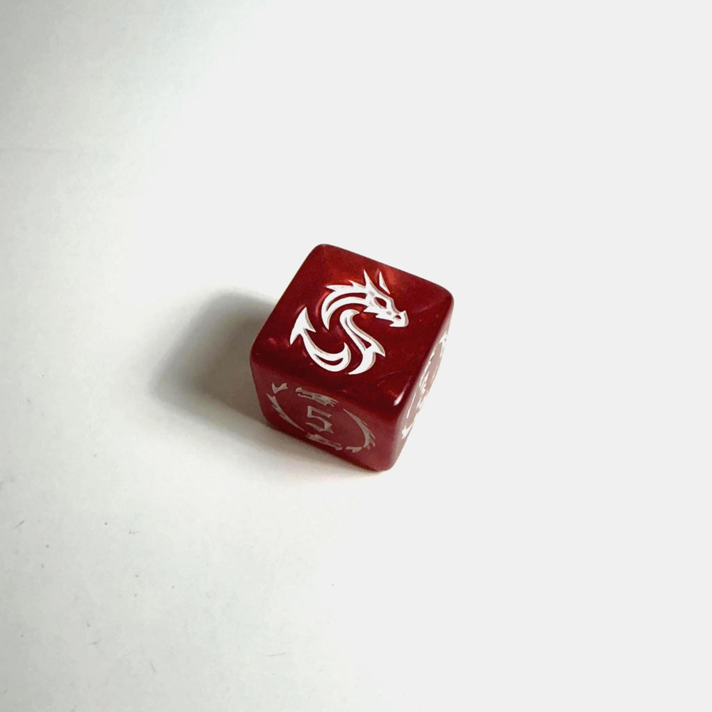 Acryl-Würfelset „Roter Drache“